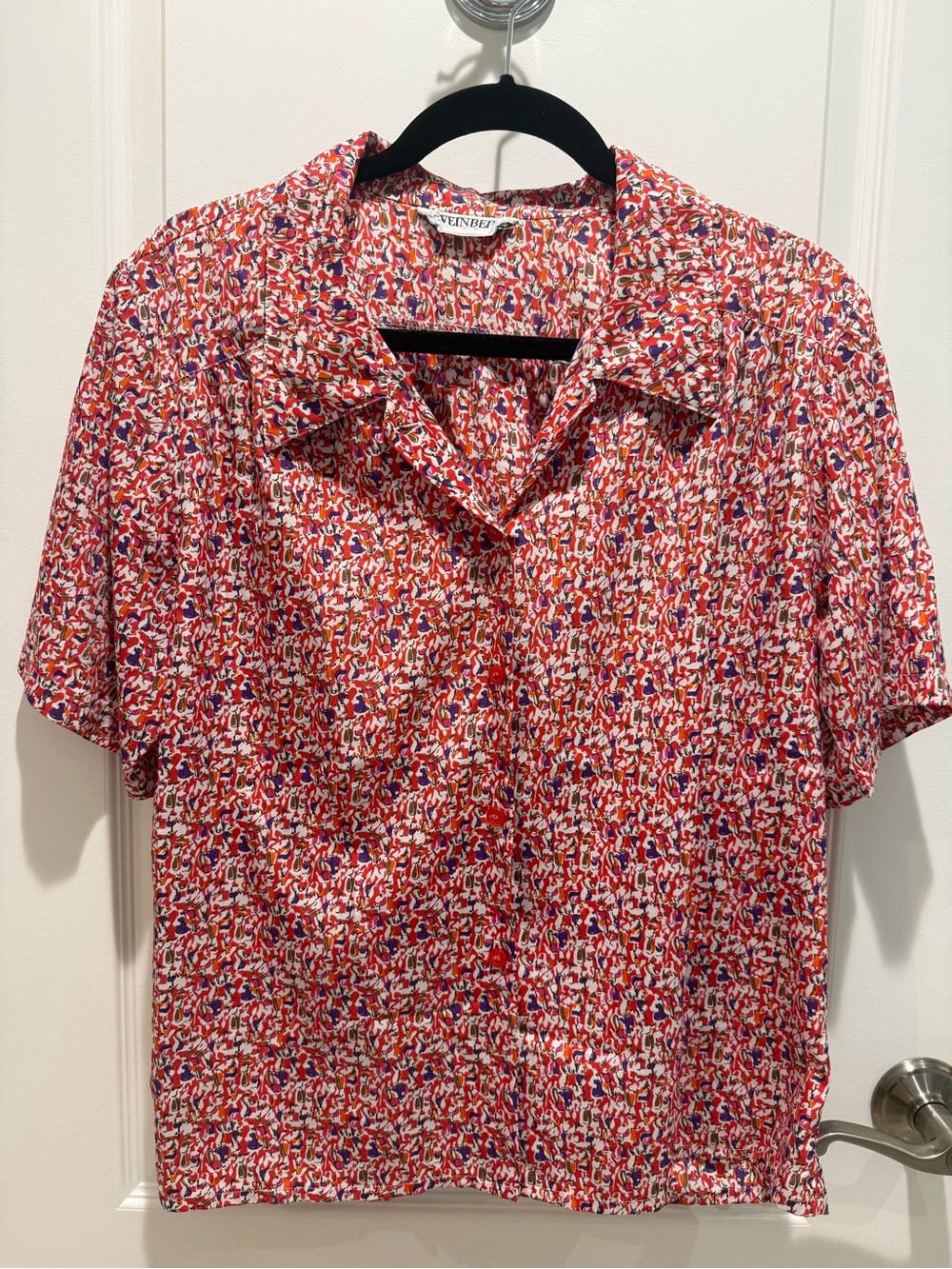 Women’s Vintage Weinberg Paris Colorful Printed Short Sleeve Blouse